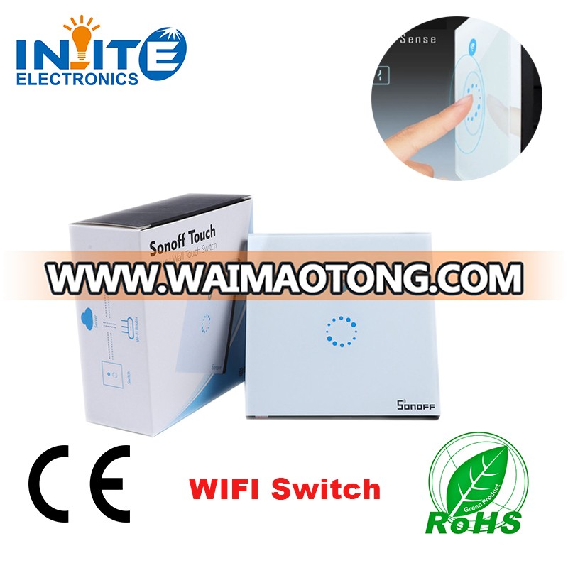 Sonoff Touch Wifi Switch Luxury Glass 1 Gang 1 Way wall Wireless Timing Switch Remote Control Via APP For Smart Home